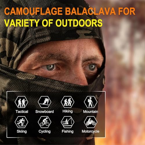 Image of Camo Balaclava Face Mask for Man and Women-Hunting,Skiing,Motorcycle Windproof,UV Protection&Military Training