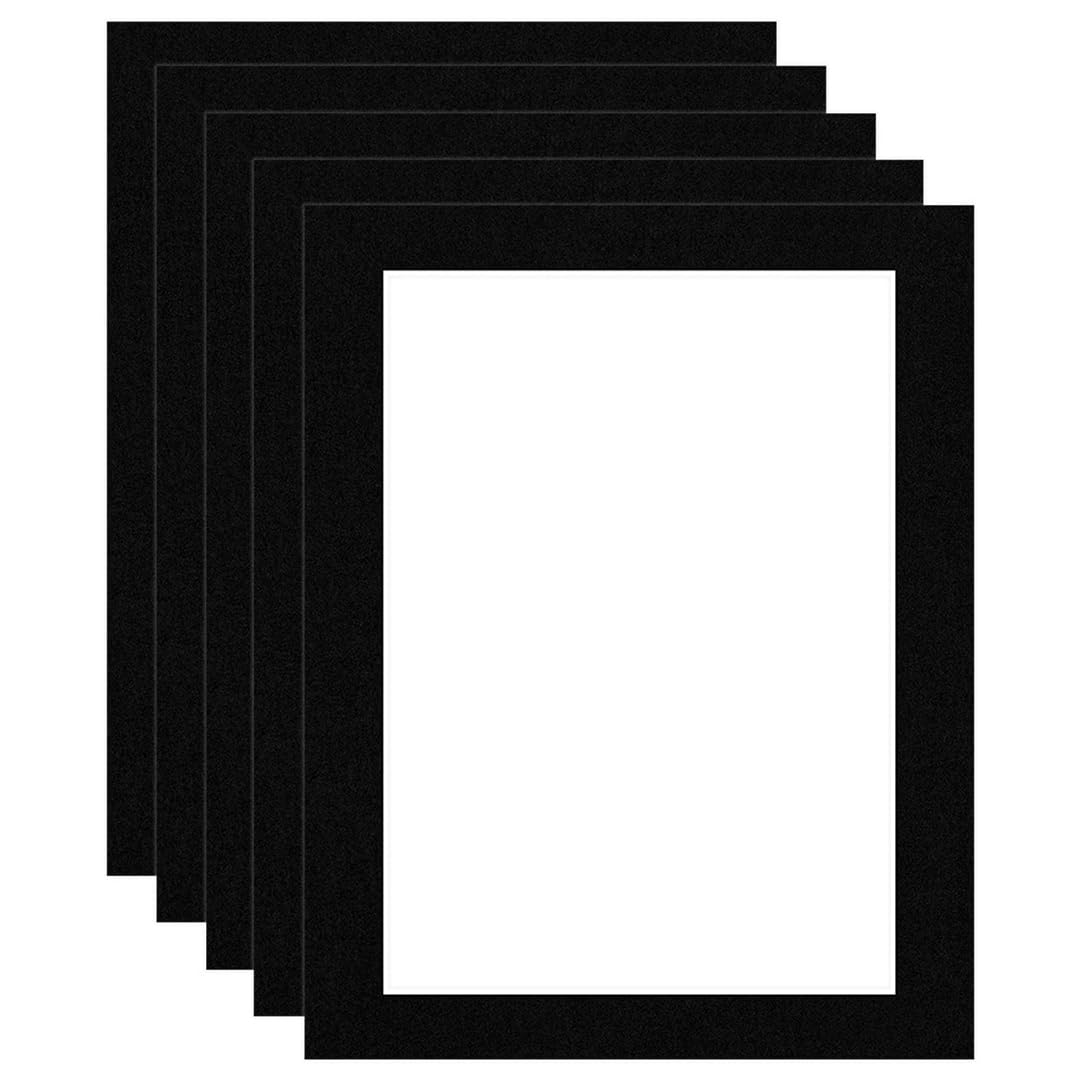 Procut Global 14x11" Black Picture Mounts Board to Fit A4 Aperture Size - Photo Mount Card Ideal for Prints, Artwork, Crafts & Certificates - Sizes & Colors Available - Pack of 5 — image 1