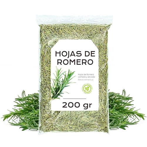 Romero Seco 200 gr - Hojas de Romero para Infusion o Te - Especia Ideal para uso en Cocina - A granel - Propiedades Naturales