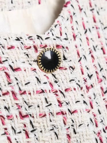 Women'S Textured Blazer Round Neck Long Sleeve Single Breasted Midi Top Jacket4