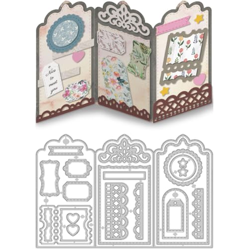 DELORIGIN Plantillas de troquelado 3D para tarjetas plegadas. Plantillas de corte de acero al carbono para scrapbooking, plantilla de repujado para hacer tarjetas, invitaciones, álbumes de fotos,
