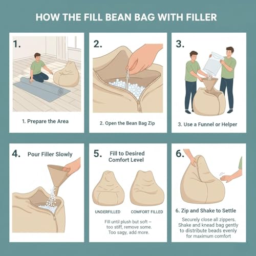 Image of Biggie Bean Bag Filler 2 Kg | Virgin Polystyrene Beans Refill for Bean Bags | Lasts Up to 60% Longer | Weight Guarantee | Premium Cushioning Beads (White) for Bean Bag Refilling Only