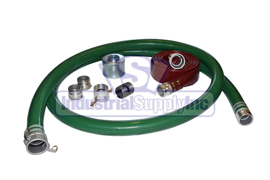 PVC Green Standard Suction Hose - 2" x 20' - Fits Honda - 50' Red Discharge - Industrial Supply