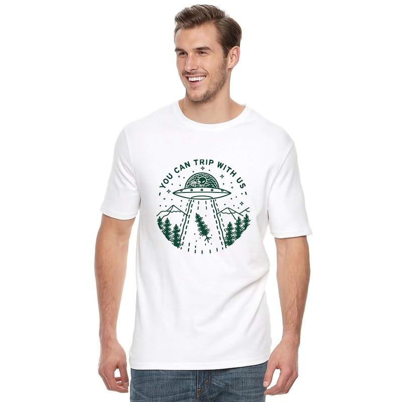 EPIKO Unisex Slim Fit You Can Trip with Us Round Neck Casual White Oversized T-Shirt 1