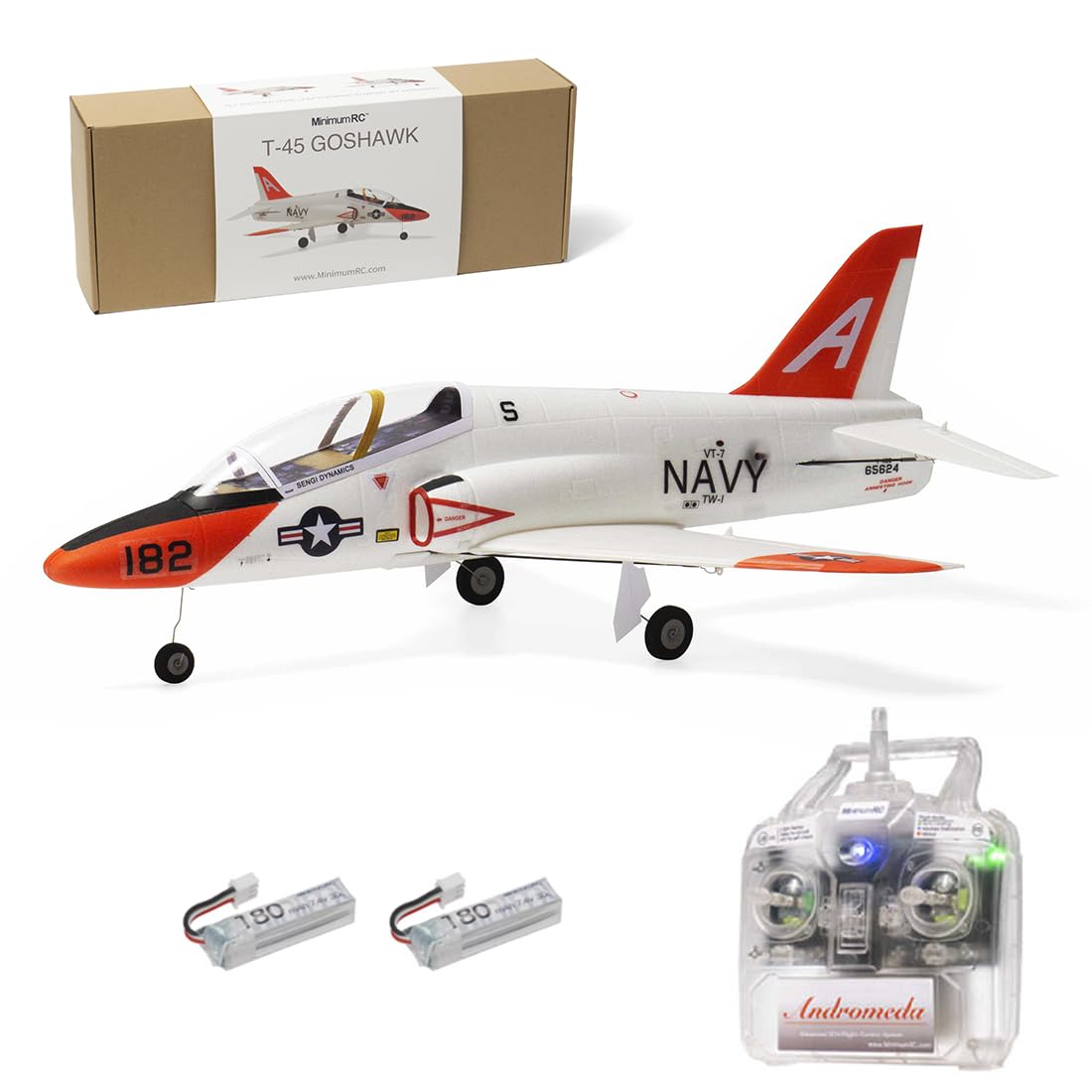 MinimumRC T-45 Micro EDF Jet 30mm 2S, 4-Kanal RC Flugzeug mit Gyro, Leichtbau, Fast Fertig Montiert(Bürstenmotor/Rechter Gashebel/2 Batterien)