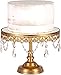 Amalfi Decor Cake Stand, Mirror Top Round Metal Pedestal Holder with Crystals, Gold, 10 Inches