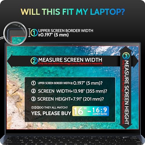Image of Peslv Magnetic Laptop Privacy Screen 16 inch&16.1 inch for 16:9 Computer Monitor, Removable Anti Glare Protector Blue Light Filter Shield Compatible with Lenovo Hp Dell Acer Asus Thinkpad Envy Xps