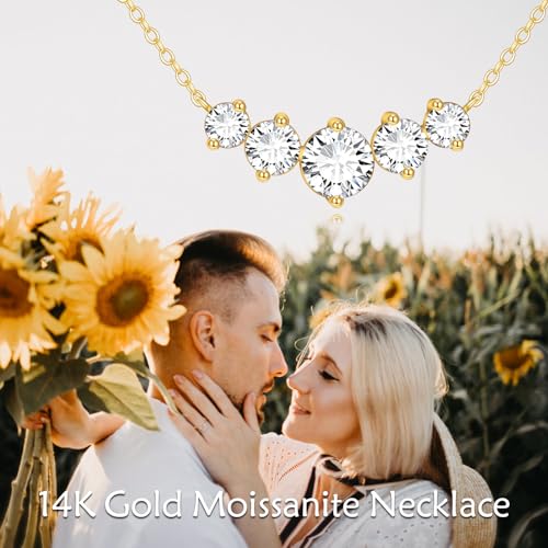 DOVRAN 14K Solid Gold Moissanite Necklace for Women 1.5 CT EF Color Created Diamond Pendant Round/Teardrop/Heart Moissanite Pendant Diamond Solitaire Necklace Gift for Mother Mom Wife Girlfriend2