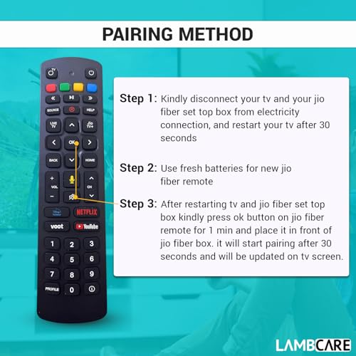 Image of Lambcare Original Remote Control Compatible with jio Fiber Box with Voice Control