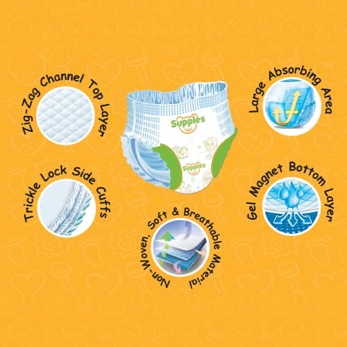 Image of Amazon Brand - Supples Comfy Diapers, Small (S), 42 Count, 4-8 Kg, 10 hrs Absorption and Cottony Soft Material Baby Diaper Pants