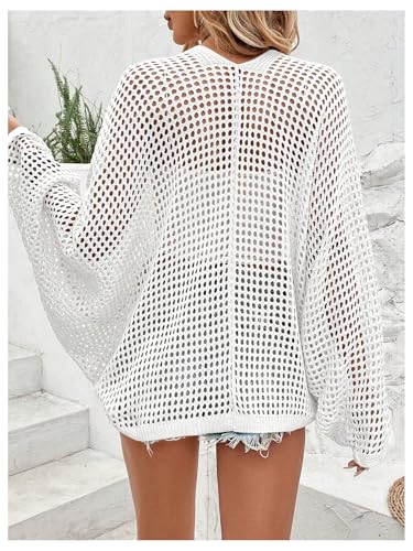 Image of Verdusa Women's Oversized Summer Cardigan Lightweight Sweater Crochet Knit Beach Cover Up Spring Vacation Outfits
