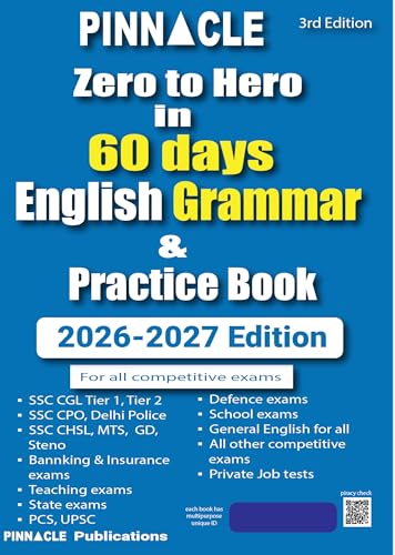 Image of Zero to Hero in 60 Days - English Grammar & Practice Book (2026-27 Edition) | 2210 Previous Year MCQs | For SSC, Banking, Defence & All Exams | 3rd Edition