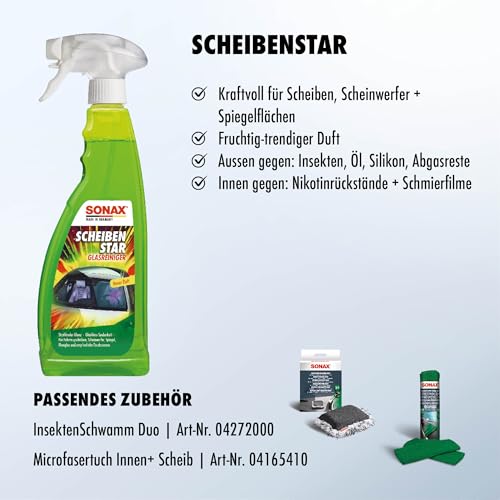 SONAX ScheibenStar (750 ml) kraftvoller Glasreiniger für Fahrzeugscheiben, Scheinwerfer und Spiegelflächen | Art-Nr. 02344000