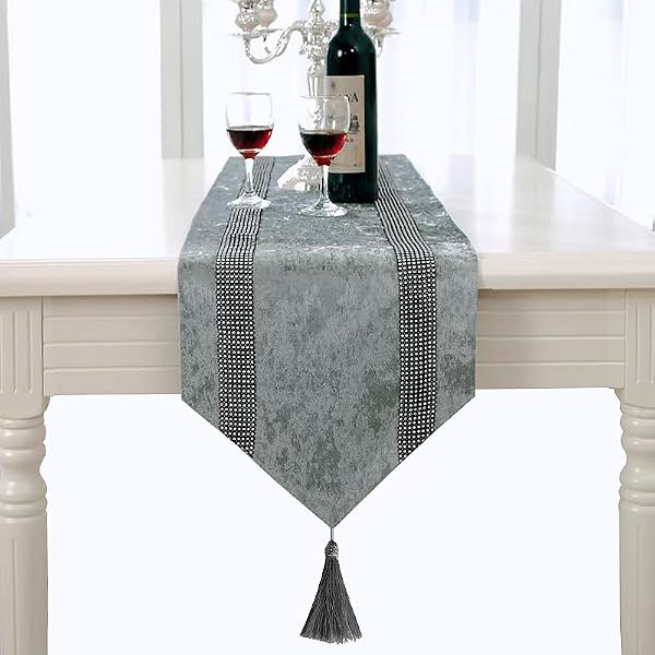 Jiino Gray Table Runner Rhinestone 13x84 Grey Christmas Runners Decoration for Dinner Table by Jiino - Image 4