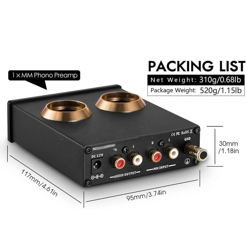 Mini preamplificatore audio, passo phono HiFi MM per platino, 2 tubi a vuoto, con interruttore di regolazione del guadagno, per Home Theater HiFi