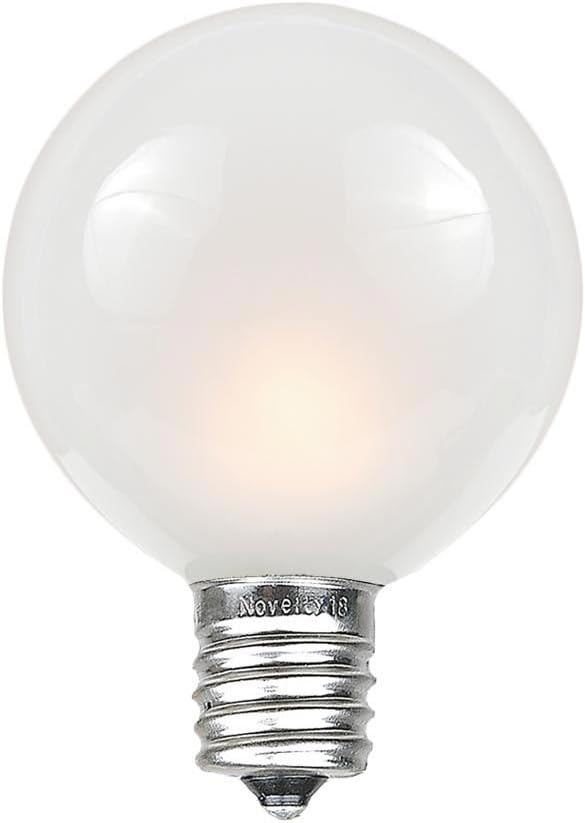 Novelty Lights G50 Outdoor Globe Replacement Bulbs, E12/C7 Base, Frosted White, 25 Pack