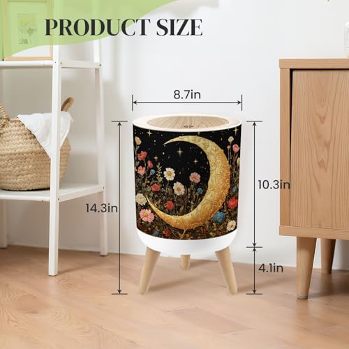 Caneca de basura pequeña con tapa y patas 7L redonda miniatura 3