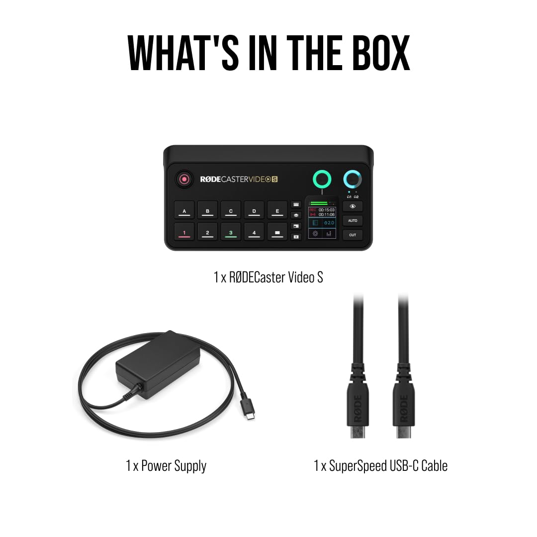 RØDE RØDECaster Video S – Video switcher per podcast e interfaccia audio – multi-camera, 4 ingressi video (HDMI e USB), 1080p60, scene da più sorgenti