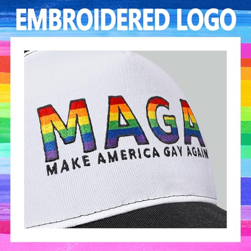 Image of Gay Pride Rainbow Trucker Hat for Men and Women LGBT Embroidered Adjustable Washable LGBTQ Baseball Cap Gifts