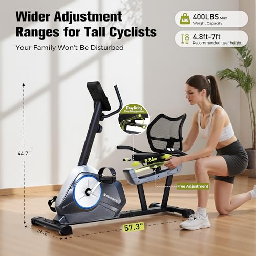 Image of Exercise Bike, Adjustable Magnetic Stationary Bike for Home | Indoor Cycling Bike with Low Noise, Heart Rate Handle and LCD Monitor, Cycle Bike with 400lbs Weight Capacity