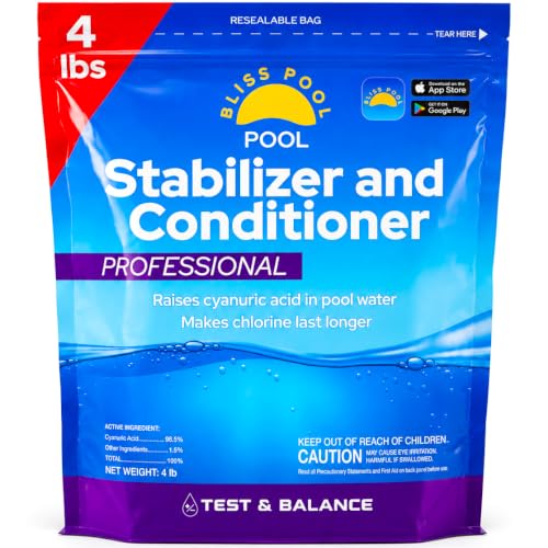 Bliss Pool Chlorine Stabilizer & Conditioner for Swimming Pools Saltwater Compatible Concentrated Cyanuric Acid Make Chlorine Last Longer 4 lb