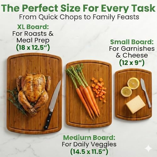 Image of Bamboo Cutting Board Set of 3 - Dark