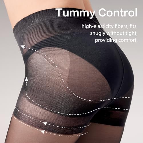 2 Pairs Plus Size Body Shaping Footless Sheer Tights For Women, 40D High Waist Tummy Control Pantyhose Stockings 5