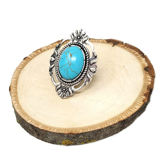 Emulily Western Concho Stretch Ring (Turquoise) Boho2
