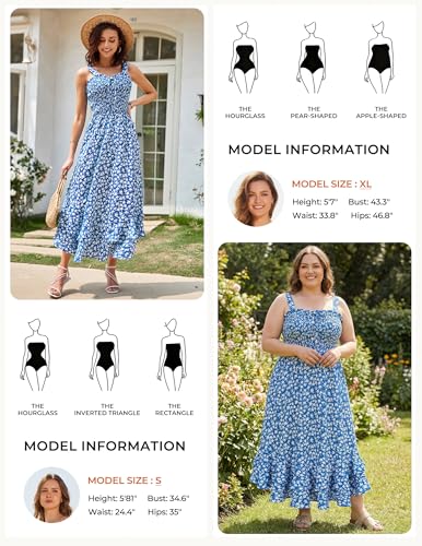 Image of GRACE KARIN Women's 2026 Summer Floral Boho Dress Square Neck Strapped Swing A Line Sundress Beach Long Maxi Outfits
