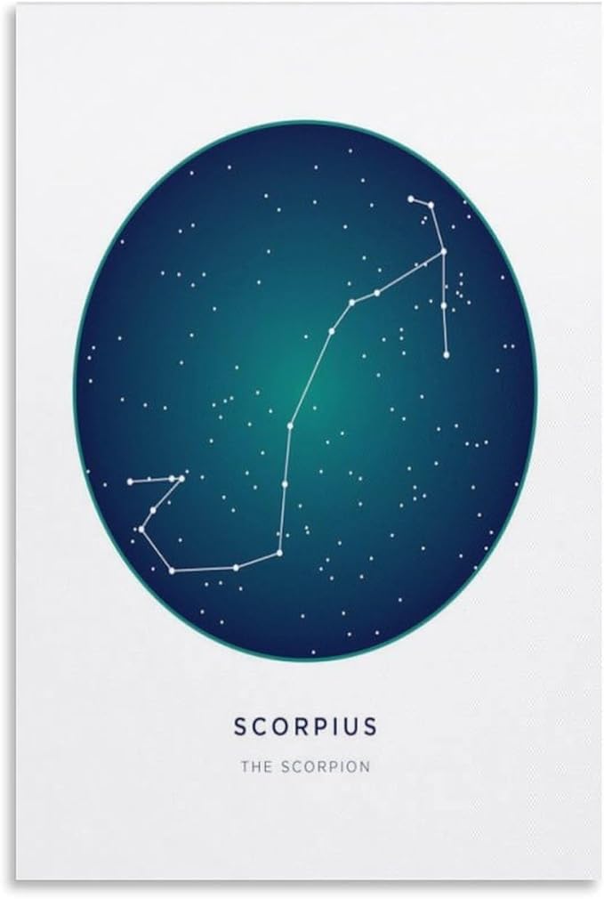 Constellation Celestial Zodiac Astrology Poster Scorpius 2 Wall Art Picture Painting Poster Canvas Print Posters Artworks Bedroom Living Room Decor 12x18inch(30x45cm)