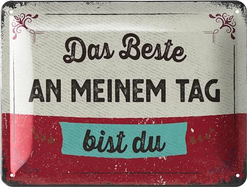 LANOLU Retro Blechschild das Beste an meinem Tag bist Du, vintage Metallschilder mit Sprüchen, Shabby Chic Deko Küche und Garten, lustige Schilder...