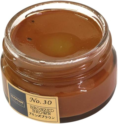 Saphir Shoe Cream Beaute du Cuir Creme Surfine 1.7 fl oz tarro de vidrio (Bronceado marrón), Bronce marrón