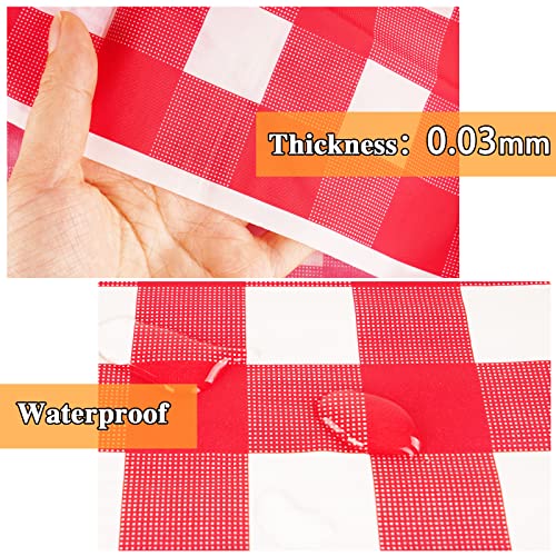 2 Stück Party Tischdecken Rot Weiß Kariert 137x274cm Rechteckig Wasserabweisend Karo Tischtuch Abwischbare Kunststoff Tischdecke für Gartentisch Feierntage Party Weihnachten Hochzeit Picknick usw.