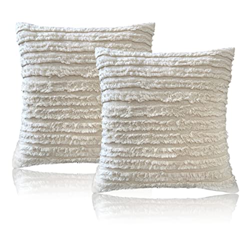 Image of mosey Cushion Cover 26 inch x 26 inch Set of 2 | 100% Cotton 26x26 Cushion Cover for Sofa | Boho Cushion Cover 65cm x 65 cm Neutral