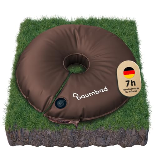 baumbad 1 Premium Bewässerungsring 55 Liter PVC UV Beständig Baumring zur Bewässerung in Braun