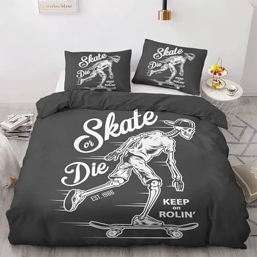 布団セット スケッチボードの骸骨 布団カバー 柔らかい 洋式/和式兼用 防臭 防ダニ 四季通用 ポリエステル ふとんセット (170x210cm) + 2 枕カバー (43x63cm)