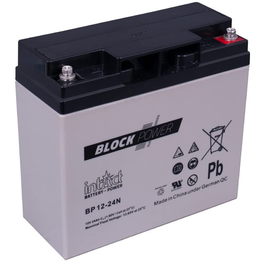 intAct Block-Power BP12-24N | 12V 24Ah | Batteria di alimentazione di alta qualità e affidabile | Batteria AGM senza manutenzione