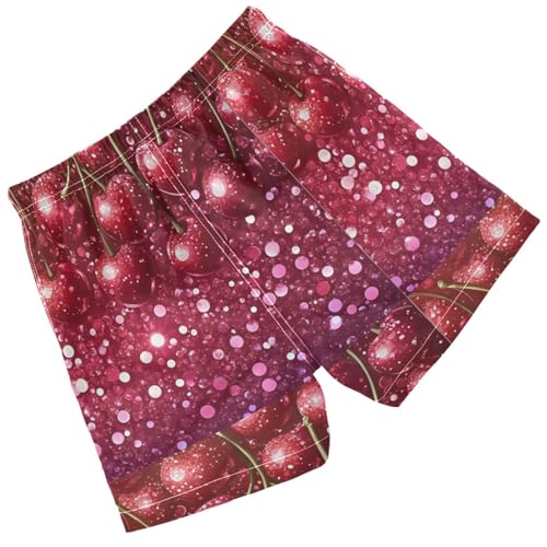 Pigsaly Boys Swim Trunks Pink Red Cherry Fruit Sweet Candy Gradient Glitter Boys Board Shorts Swimsuit Swimwear 4T2