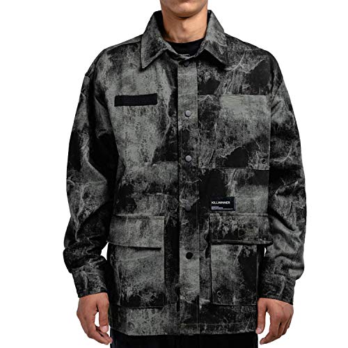 KILLWINNER Mens Casual Camo Jackets Multi Pockets Long Sleeve Cotton Jacket (X-Large, Camouflage)
