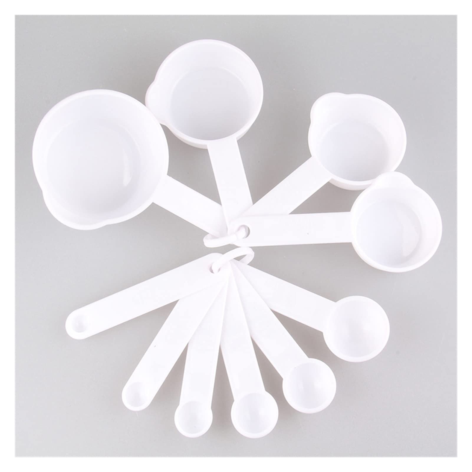 4 Stück/5 Stück/10 Stück Mehrzwecklöffel/Tassenmesswerkzeuge, PP-Backzubehör, Griff aus Edelstahl/Kunststoff, Küchenhelfer (Farbe: 10-teiliges weißes Set) (10-teiliges weißes Set)