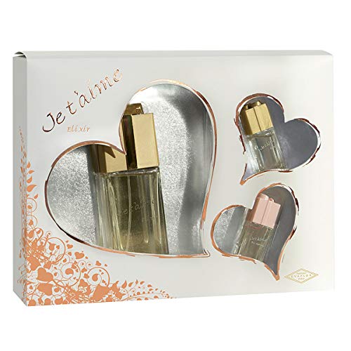 JE T'AIME Elixir  Coffret Eau de Parfum 100 ml+ 2 Miniatures  Vaporisateur  Parfum Femme  Cadeau  EVAFLORPARIS