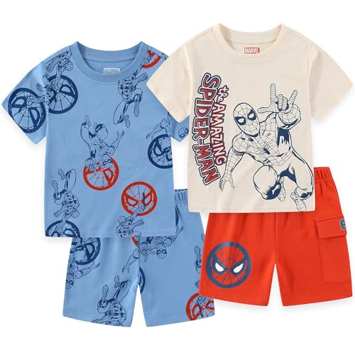 Image of Marvel Spider-Man Boys 4 Piece Mix and Match T-shirts and Shorts Set for Big Kid
