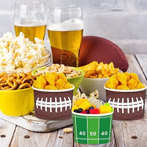 Image of gisgfim Football Party Snack Bowls Supplies for 50 Guests Disposable 9 oz Football Chili Serving Snack Bowls Paper Treat Cups Bucket for Game Day Sports Events Food Birthday Party