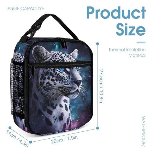 Leopard with Blue Eyes Cute Backpacks Set Lightweight Lunch Bag Aesthetic Pencil Cases for Travel Work4