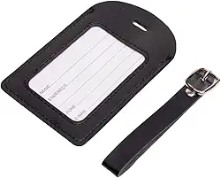 LYOR - Etiqueta para Mala com Visor de Poliuretano Preto 11cm x 7cm
