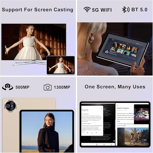 Image of 2026 11 inch Tablet, 24GB RAM+256GB ROM(2TB TF), Android 14 Tablets with 8000mAh Battery, (13+5) MP Camera, Supports Widevine L1, 5G WiFi, GPS, BT5.0, Tablet with Case -Gold