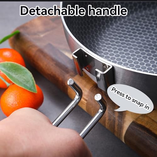 Wok con mango desmontable y tapa, acero inoxidable 9.44in miniatura 3