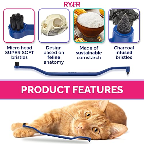 Image of RYERCAT Space Dual Sided Cat Toothbrush - Only 8mm Wide to fit into Cat's Mouth - Cat Dental Supplies