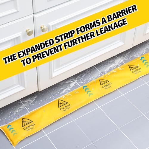 Image of Nuanchu 5 Pieces Water Lock Absorbing Strips 5'' W x 5' l Water Absorber Snake Absorbent Socks for Leaks Spills from Home Garage Doors Windows Doorways, Absorbs up to 1 Gal Per Strip