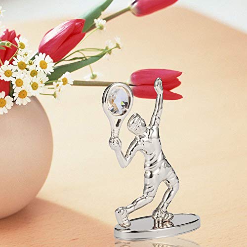 image for Matashi Silver Plated Tennis Player Figurine w/ Crystals, Tabletop Ten